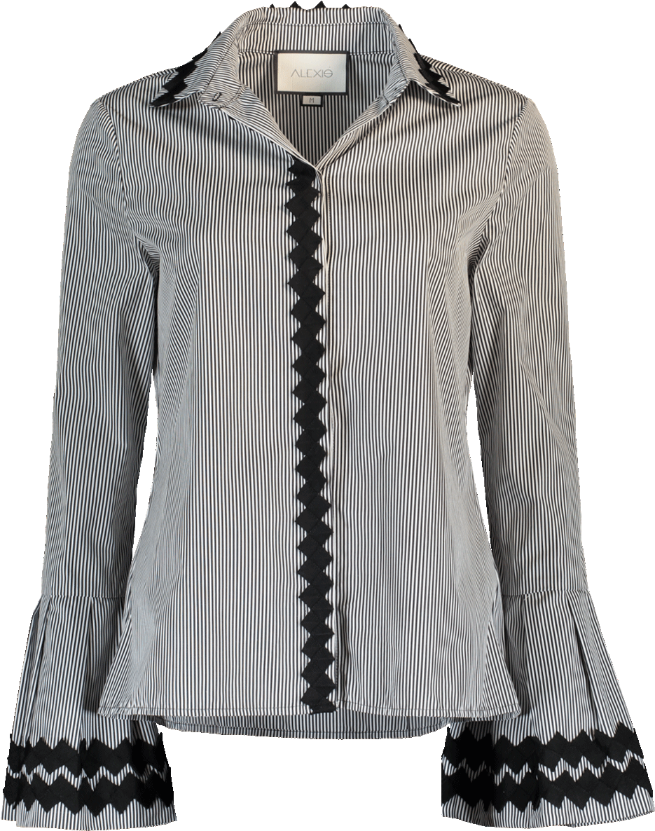 Alexis Toryn Bell Zigzag Trim Top - Blouse Clipart (960x1223), Png Download