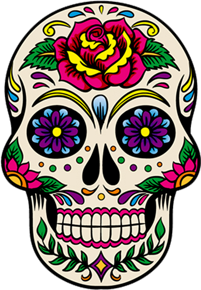 Png Caveiras - Day Of The Dead Skull With Rose Clipart (768x1024), Png Download