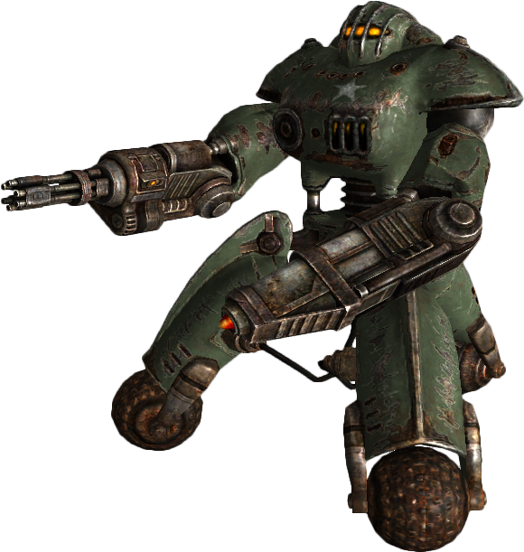 Military Sentry Bot Minigun - Fallout 3 Sentry Bot Clipart (580x611), Png Download