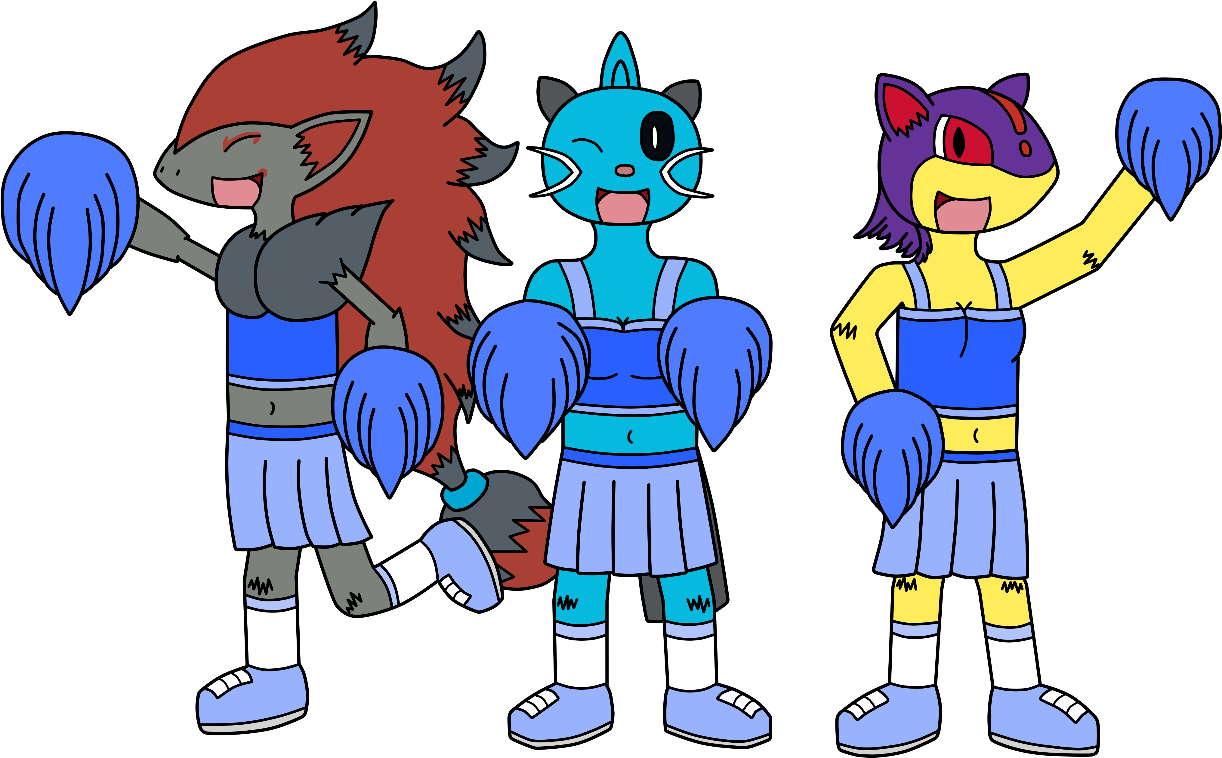 Cheerleaders - Cartoon Clipart (4896x2754), Png Download