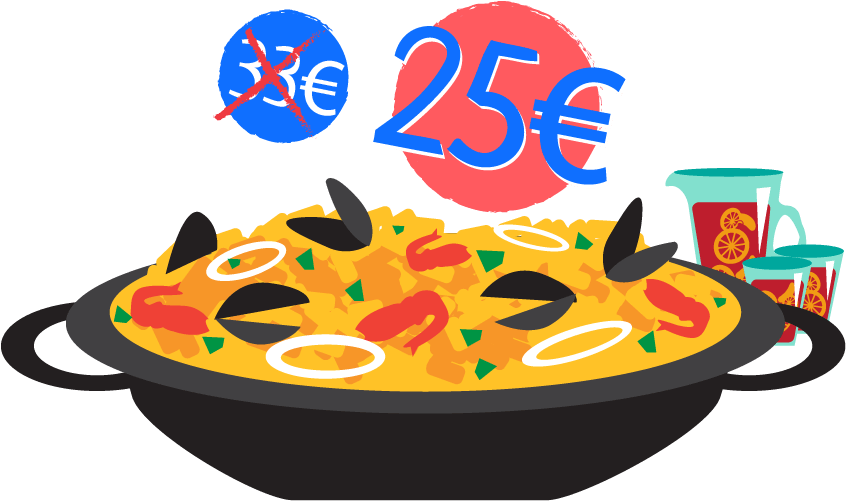 Menu Paella Barcellona - Dish Clipart (889x556), Png Download