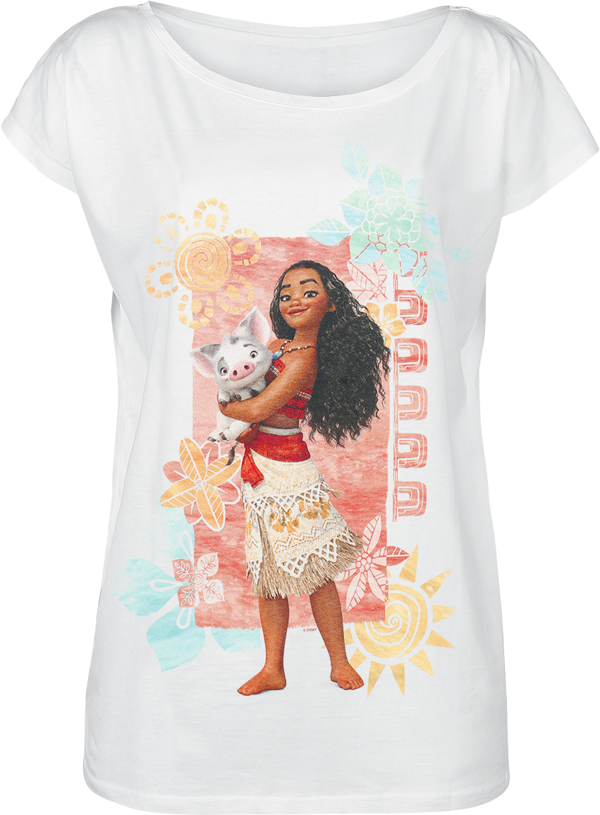 Null Moana And Pua White T-shirt 338595 Qoautci - T Shirt Vaiana Femme Clipart (875x1200), Png Download