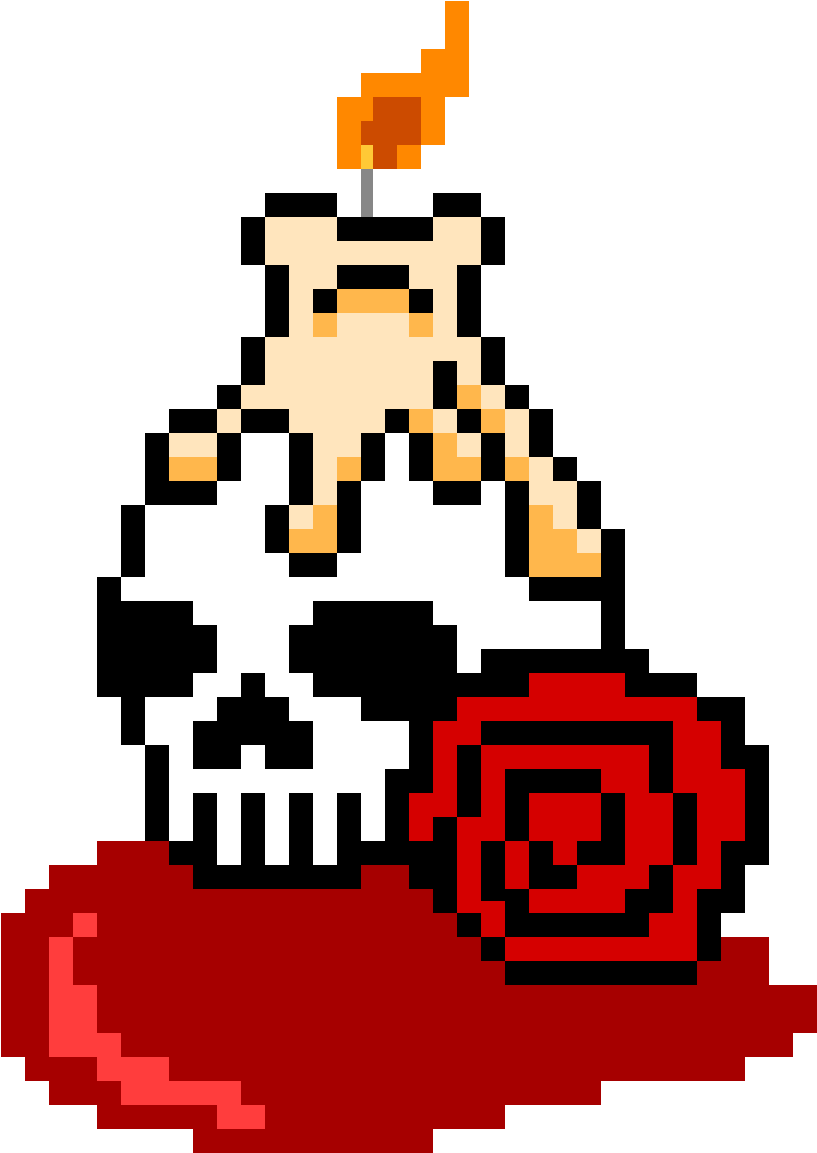 Caveira Vela, Rosa E Sangue - Pixel Art Skull Candle Clipart (1200x1200), Png Download