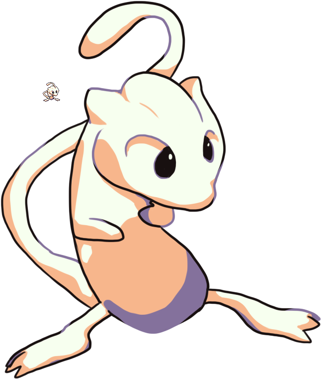 Retro Mew - Cartoon Clipart (1000x1000), Png Download