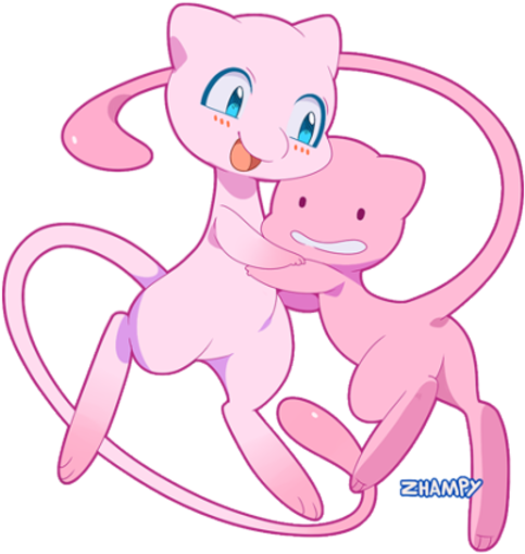 Pokémon - Two Mews - Ditto Mew Clipart (600x556), Png Download
