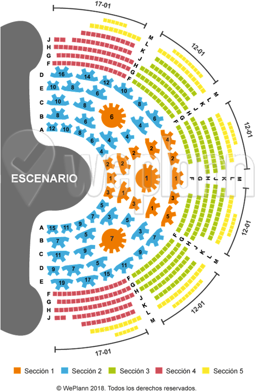 Mapa Ilustrativo De Las Secciones Del Teatro Donde - Cirque Du Soleil Teatro Clipart (520x808), Png Download