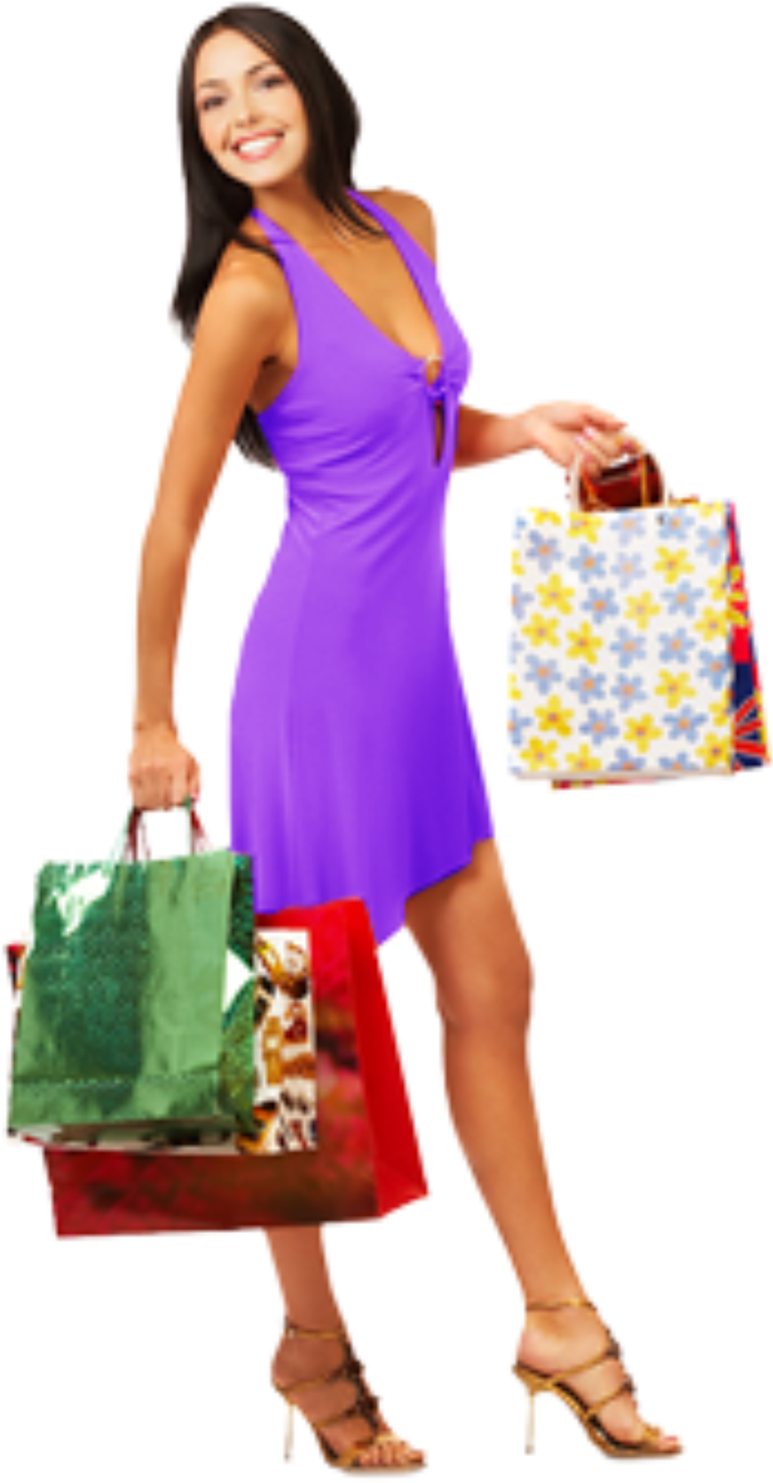 Chica-comprasss - Mujer De Compras Png Clipart (903x1676), Png Download