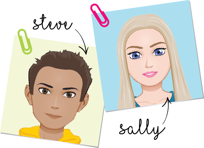 Sally And Steve Headshots - Cartoon Clipart (694x506), Png Download