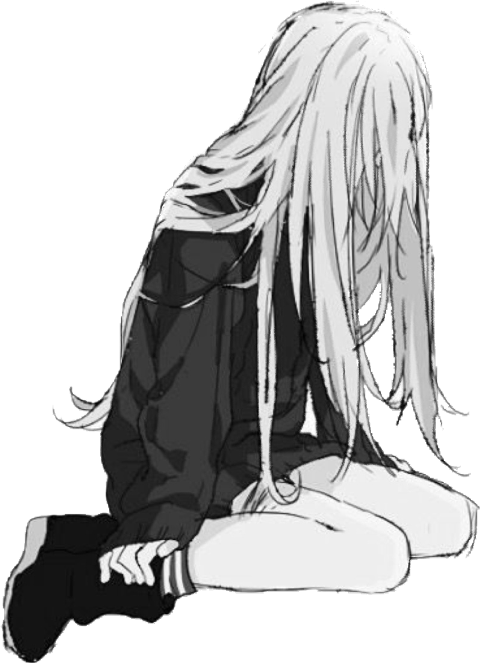 Lucy Heartfilia Sad Black And White Clipart (480x663), Png Download
