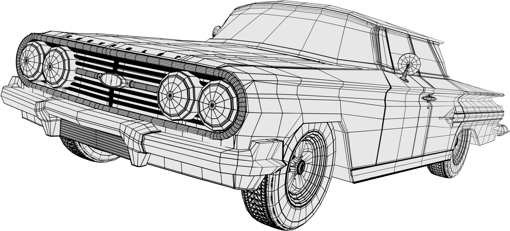 Impala 1960 Wireframe Blender - Classic Car Clipart (1920x1080), Png Download