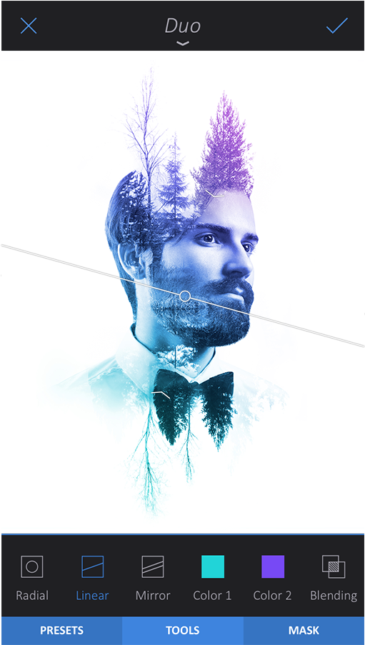 Apply A Linear Duo Filter - Enlight App Clipart (1024x902), Png Download