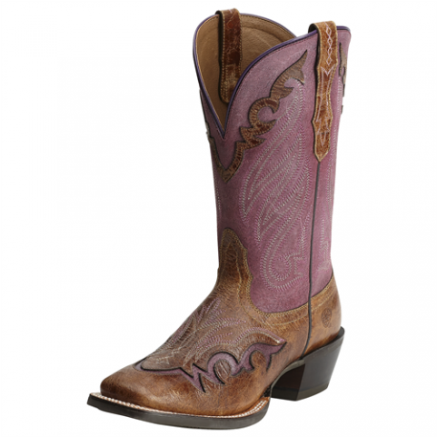 Women's Trail Head Wildhorse Tan/aged Grape - Cowboy Boot Clipart (750x480), Png Download