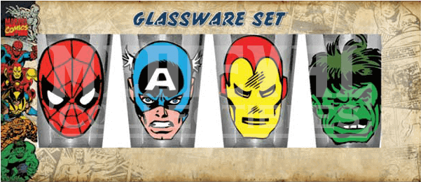 Big Face Marvel Comics Pint Glass Set - Spider-man Clipart (600x600), Png Download