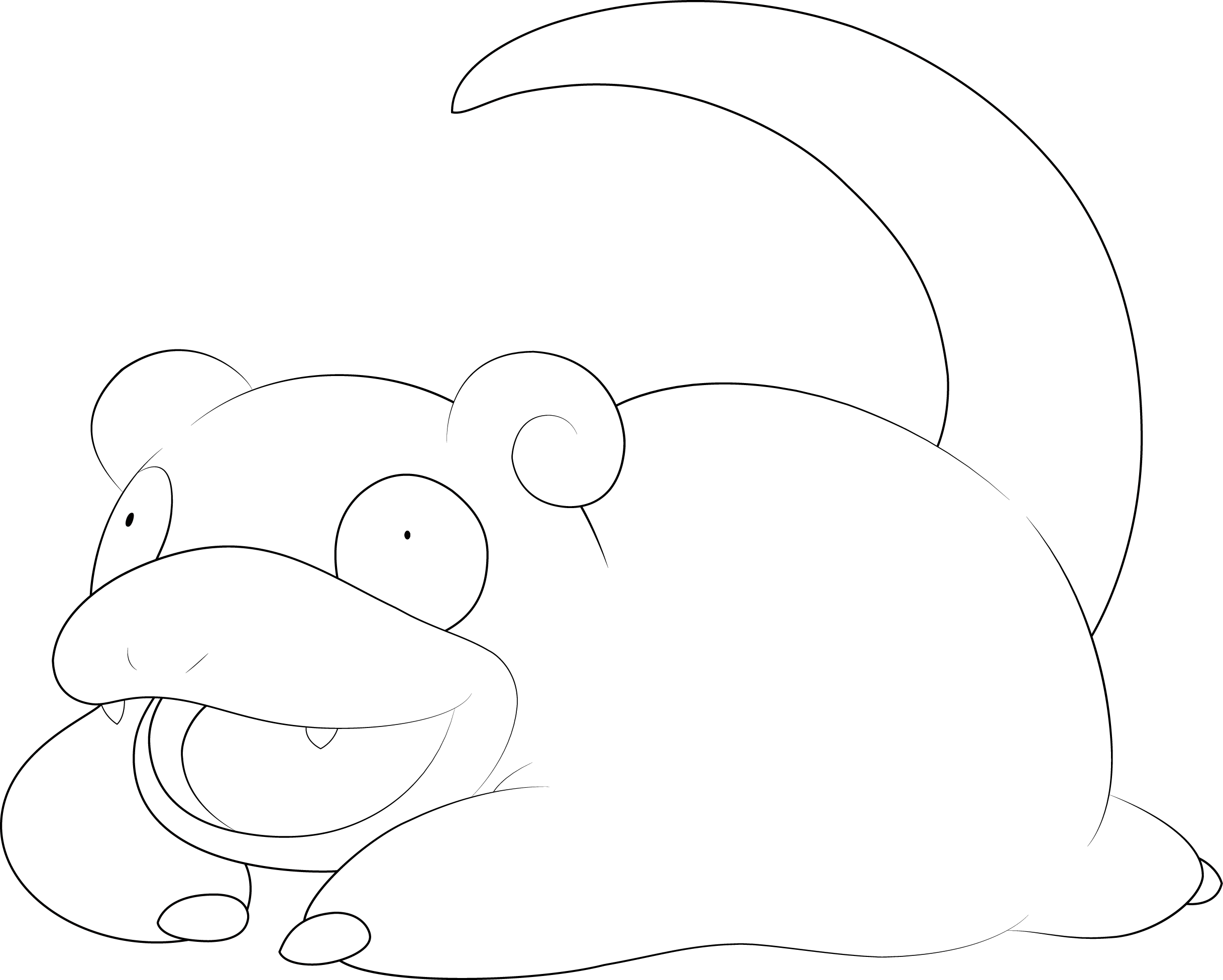 Slowpoke Line-art By Alcadeas1 - Line Art Clipart (2435x1952), Png Download