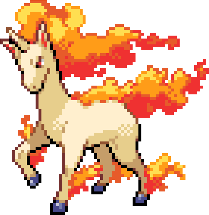 Ponyta And Rapidash Pokemon , Png Download - Pixel Art Pokemon Rapidash Clipart (711x731), Png Download