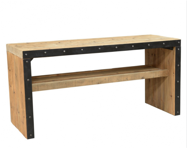 Rustic Industrial Modern Gathering Table Pub - Bench Clipart (650x650), Png Download