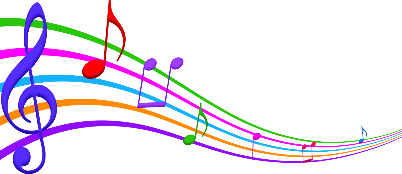 Musica Em Png - Musical Notes In Color Clipart (1600x693), Png Download