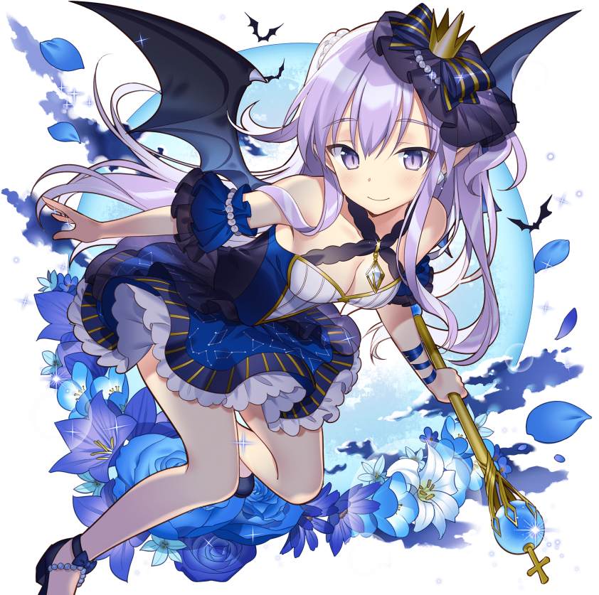 1girl Bare Shoulders Black Wings Blush Breasts Cleavage - ウチ 姫 バーバラ Clipart (842x837), Png Download