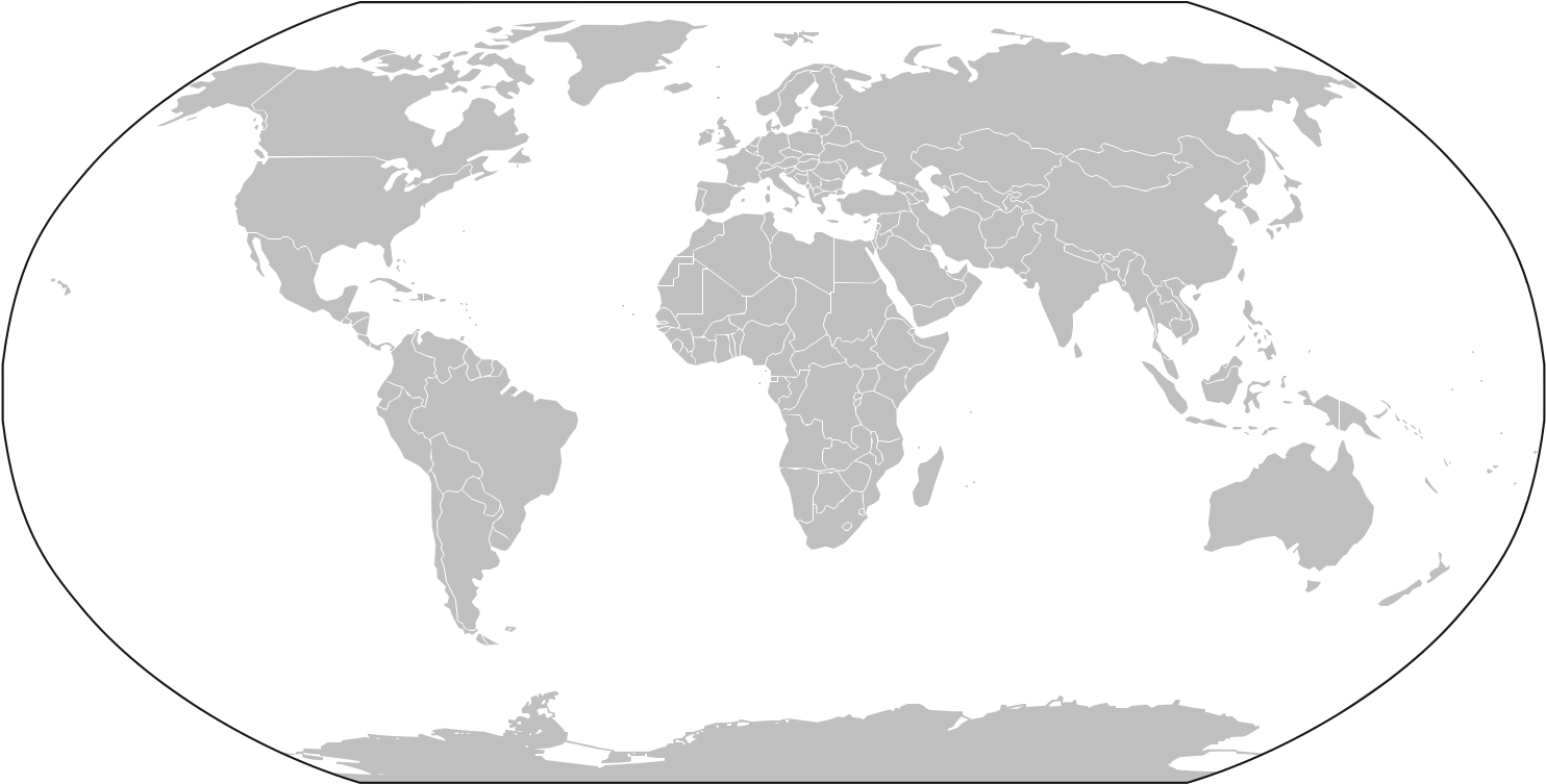 Blankmap World Alt - Map Of The World Grayscale Clipart (1500x775), Png Download