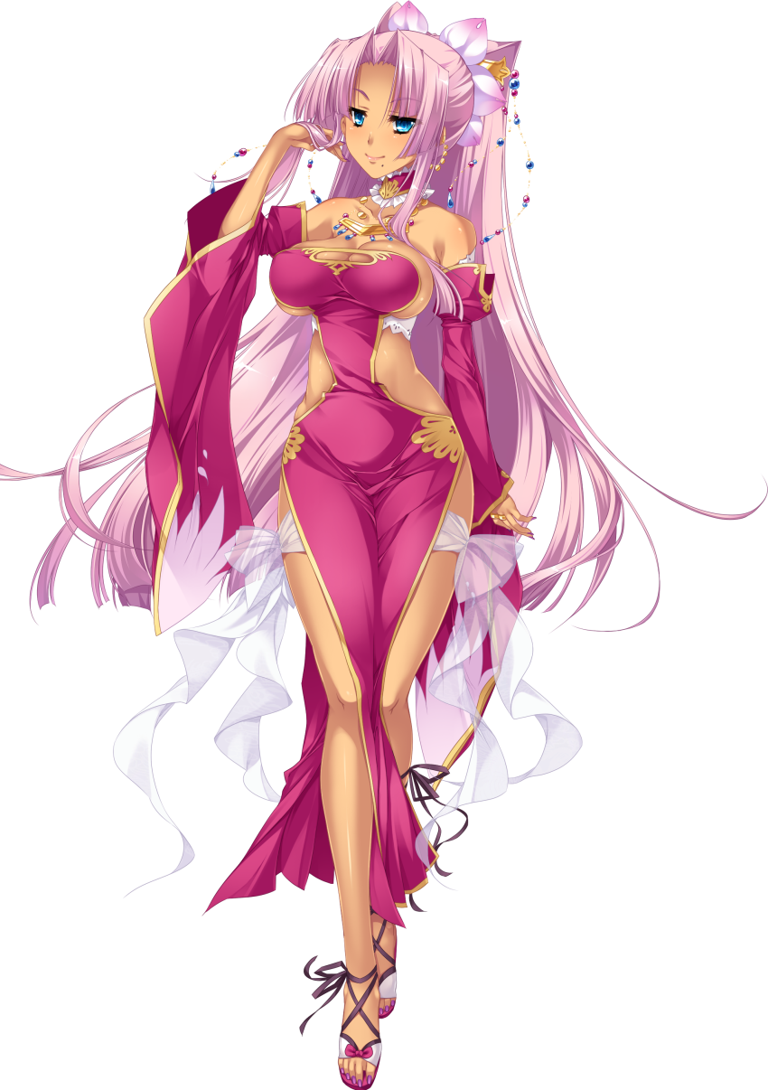 1girl Absurdres Bare Shoulders Blue Eyes Breasts Cleavage - Anime Clipart (850x1206), Png Download