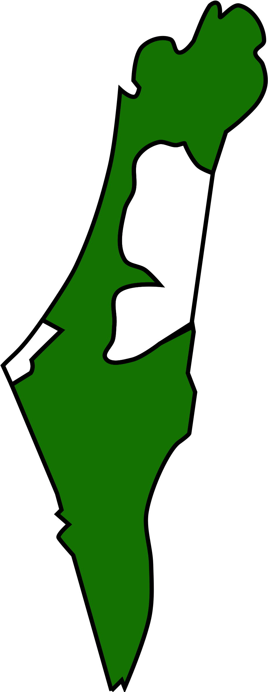 Israel And Palestine Map Outline Clipart (924x2382), Png Download