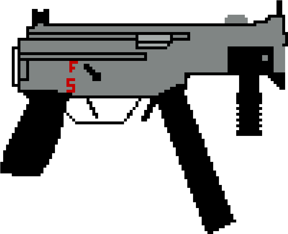 Smg - Smg Gun Pixel Art Clipart (1060x930), Png Download