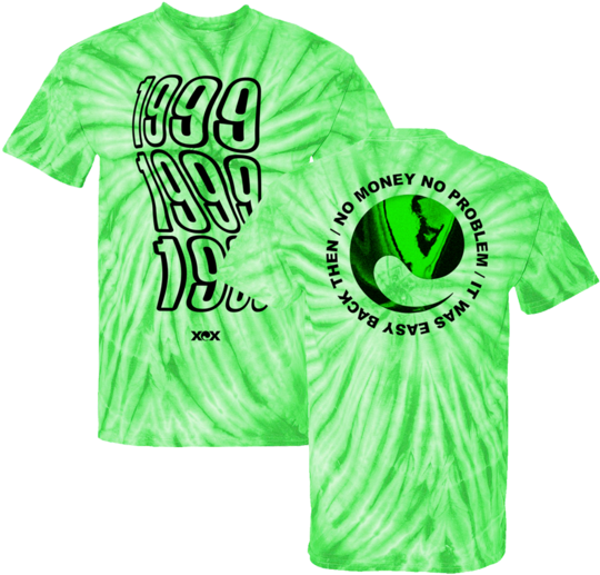 The Charli Xcx '1999 Neon Green Tie Dye T-shirt' Features - Charli Xcx 1999 Merch Clipart (600x600), Png Download
