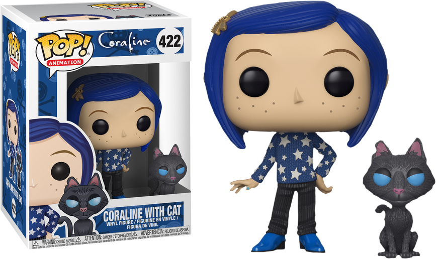 Coraline With Cat Pop Figure - Funko Coraline With Cat Clipart (867x516), Png Download