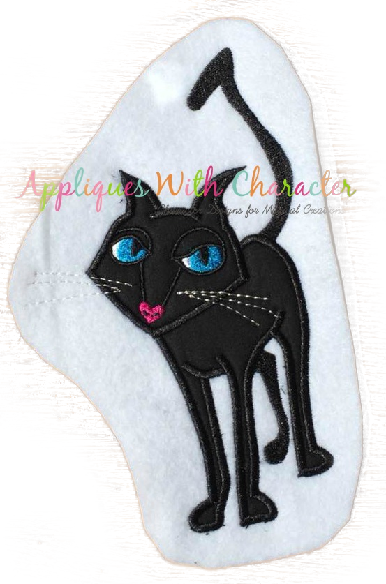Cori Black Cat Applique Design - Black Cat Clipart (553x837), Png Download