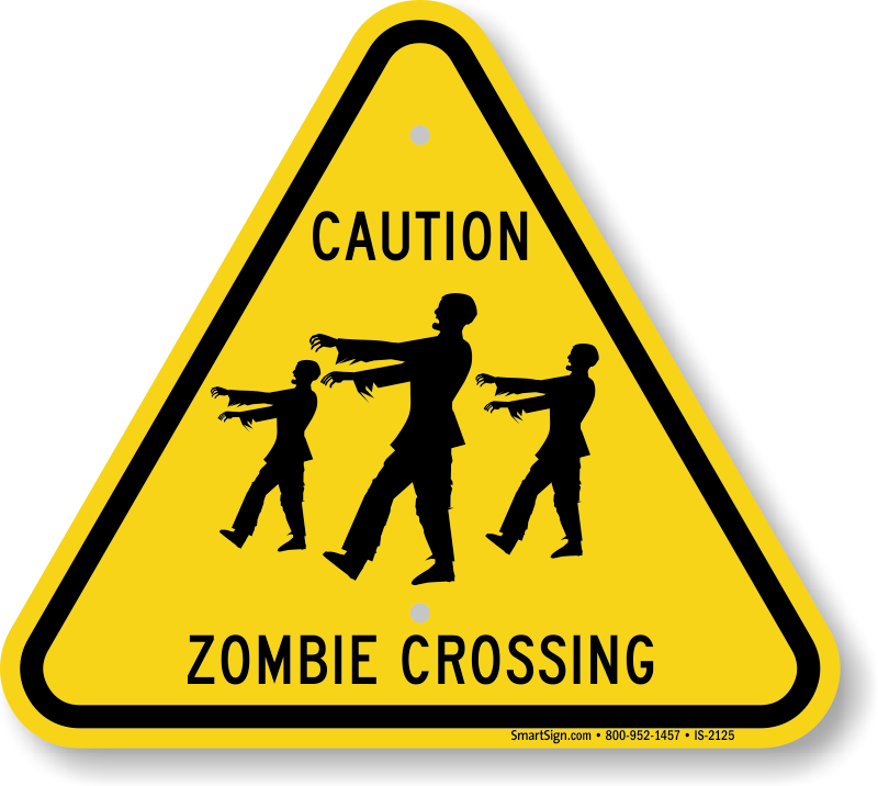 Caution Zombie Crossing Sign - Loud Noise Warning Sign Clipart (800x716), Png Download