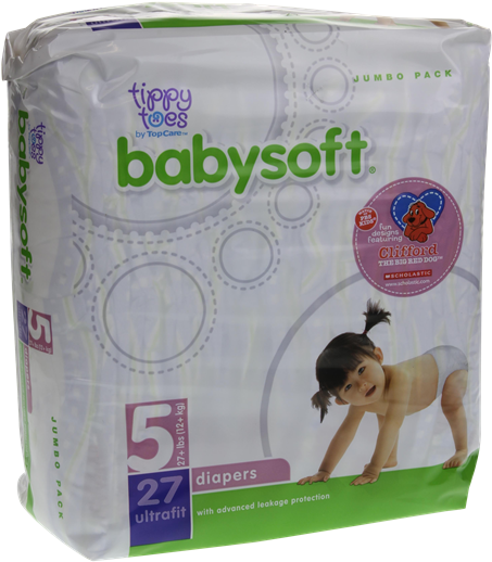 Tippy Toes Baby Soft Jumbo Pack Size 5 27 Lbs Diapers - Goat Clipart (525x600), Png Download