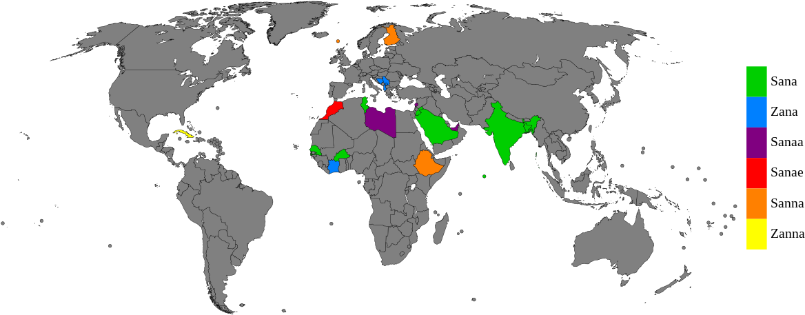 Popularity Of Name Sana - World Map Clipart (1280x600), Png Download