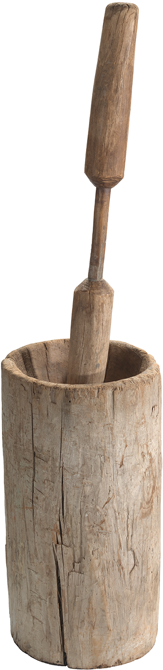 Mortar And Pestle For Pounding Grain - Hardwood Clipart (337x1382), Png Download
