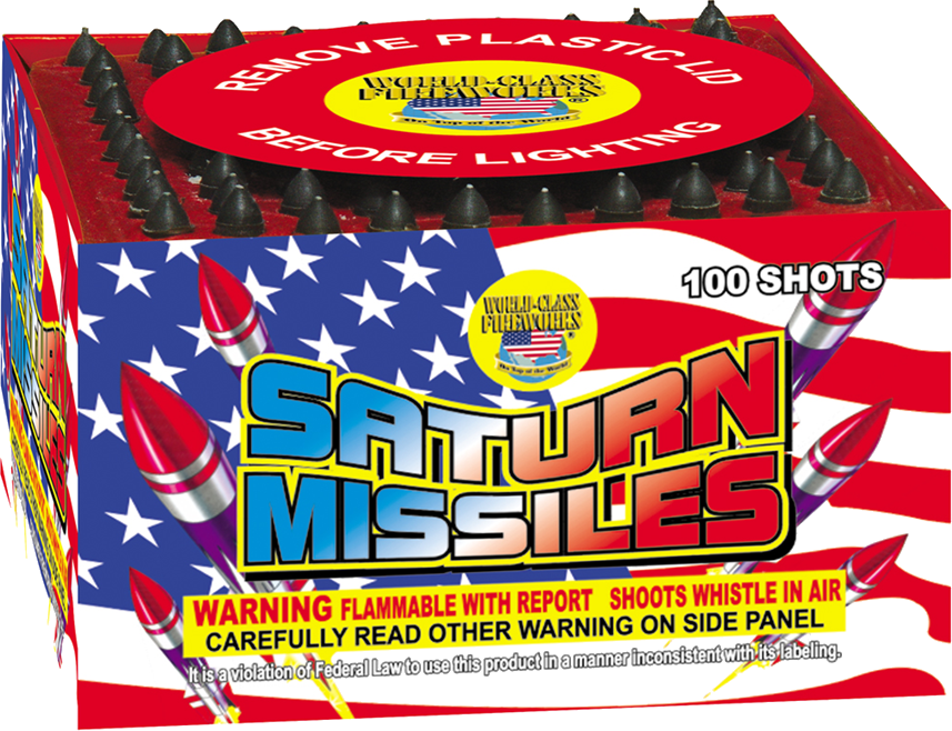 Saturn Missiles - 100 Shot Saturn Missile Firework Clipart (857x658), Png Download