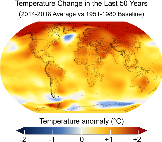 Average Global Temperatures From 2014 To 2018 Compared - Climate Change Clipart (660x616), Png Download