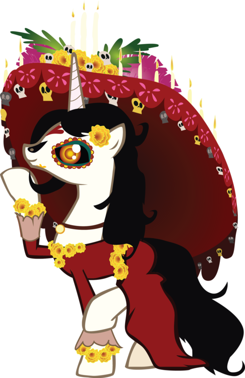 Pony Volcano Pizza, Clothes, Dress, Hat, La Muerte, - Cartoon Clipart (486x750), Png Download