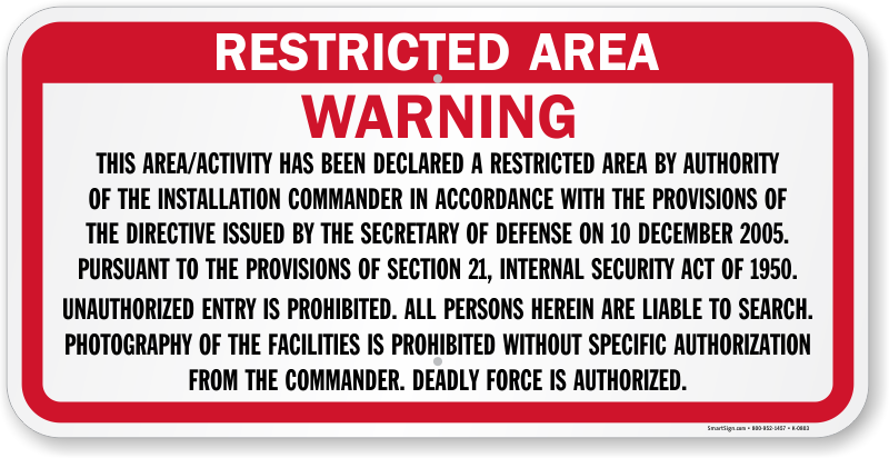 Warning This Area Declared A Restricted Area Sign - Restricted Area Warning Sign Clipart (800x412), Png Download