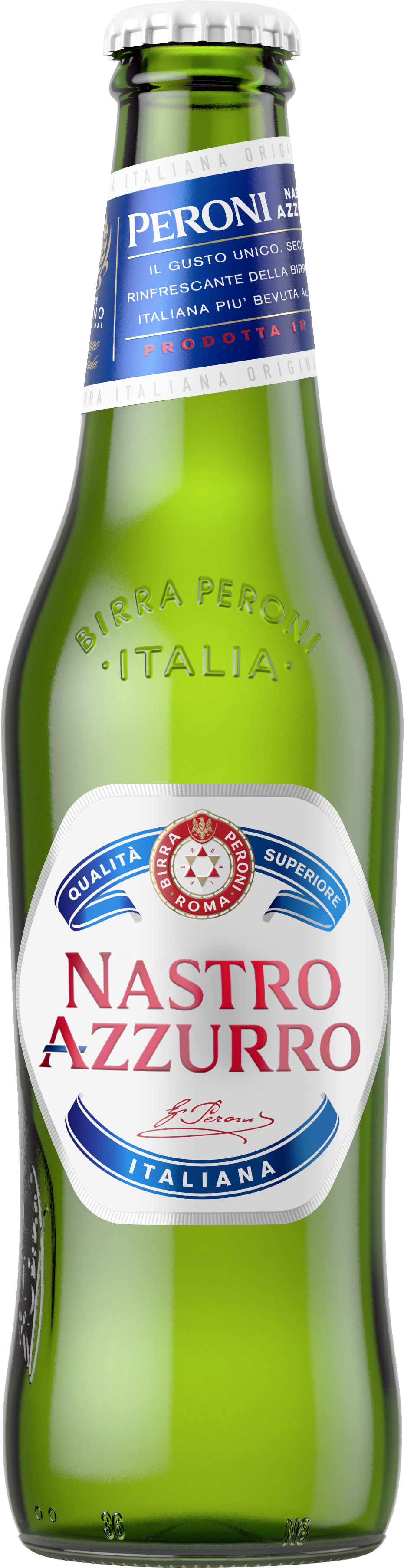 Peroni Nastro Azzurro Bottle - Beer Bottle Clipart (1265x3815), Png Download