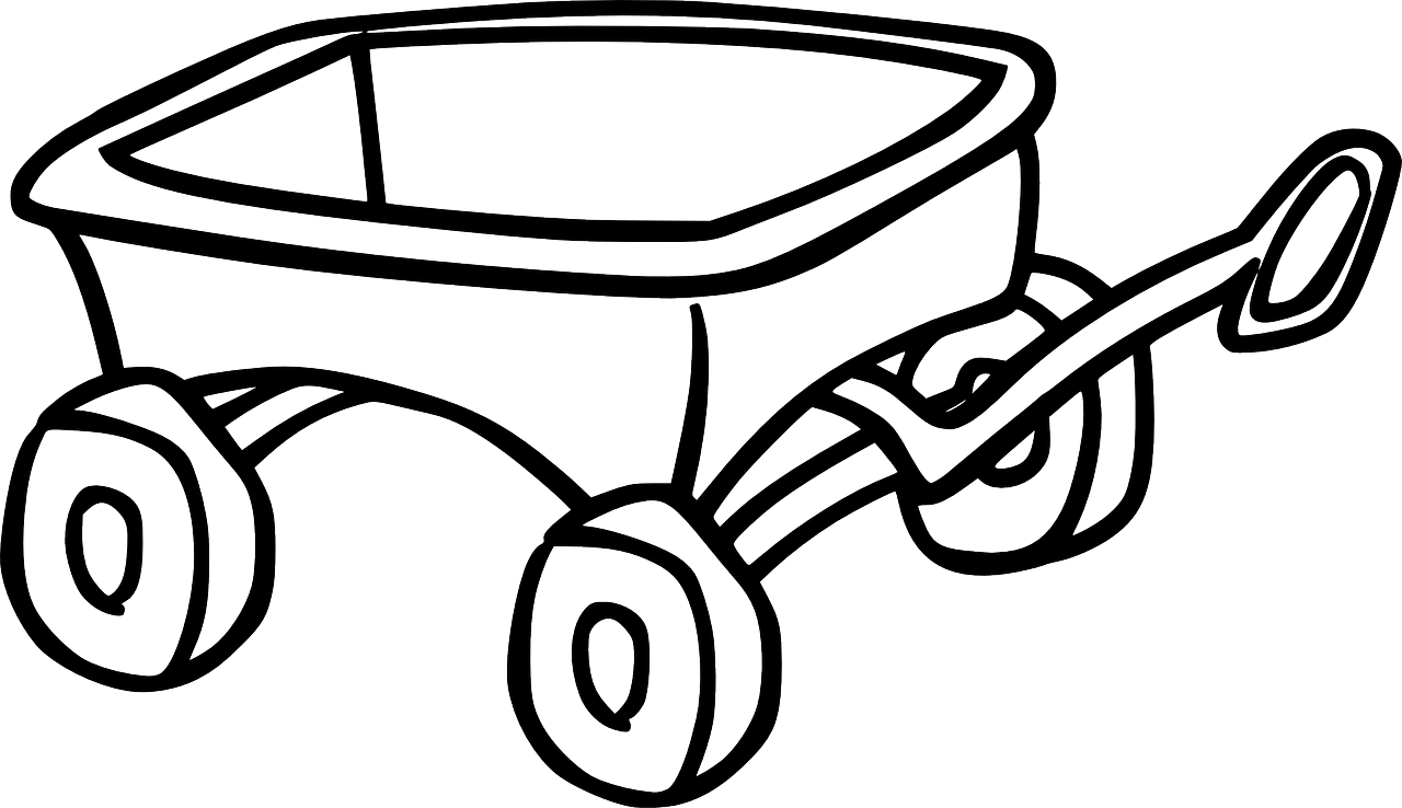 Wagon Toy Cart Trolley Png Image - Wagon Clip Art Black And White Transparent Png (1280x738), Png Download