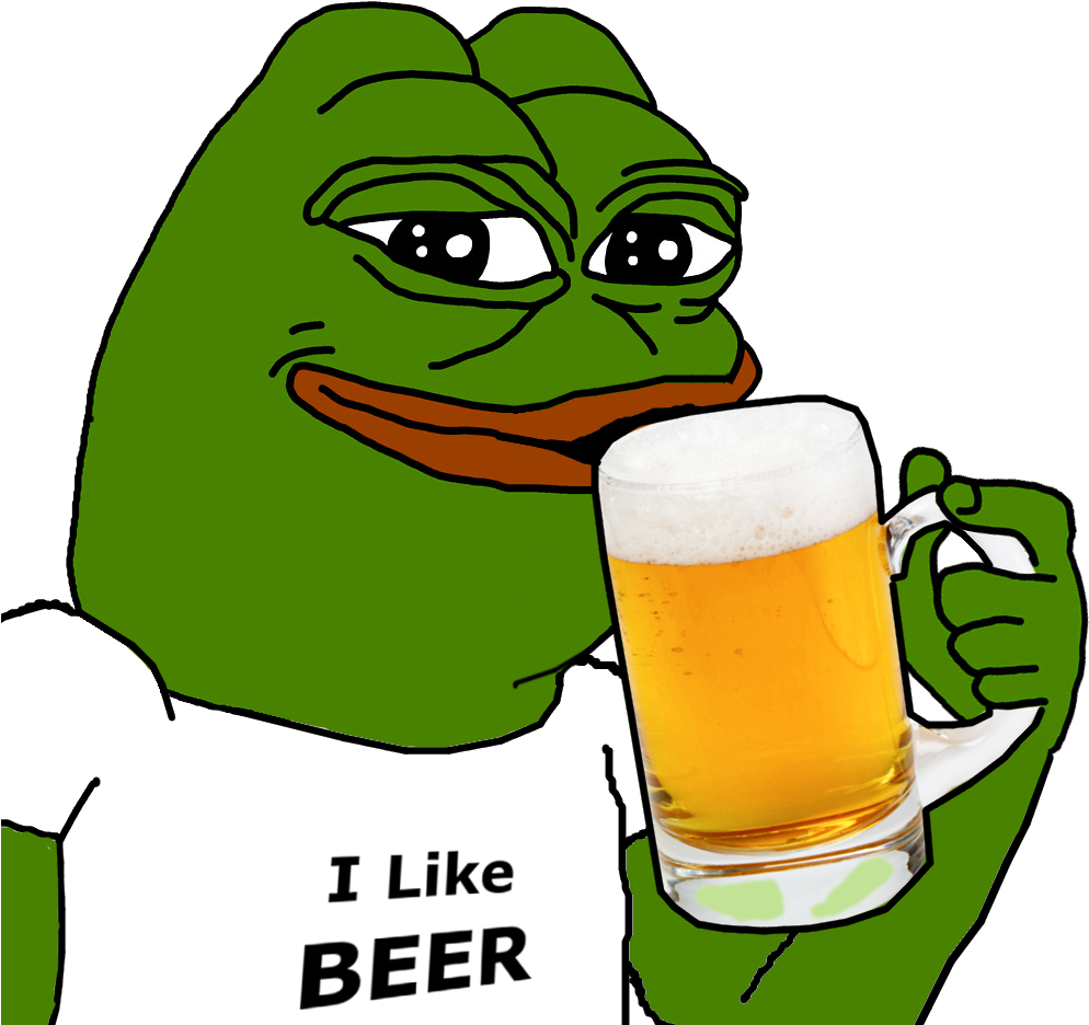 11474096 - Pepe The Frog Beer Clipart (1092x1041), Png Download