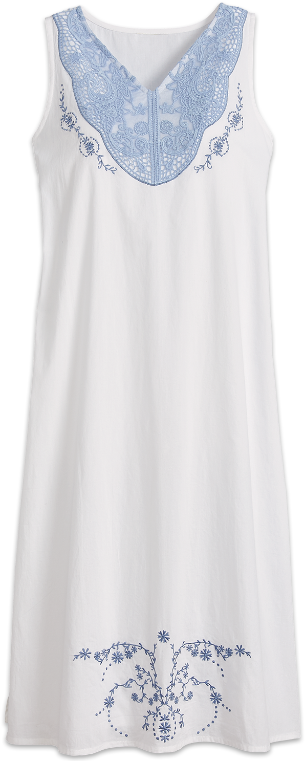 A Sleeveless Cotton Nightgown With Embroidery Front - Nightgown Clipart (1127x1500), Png Download