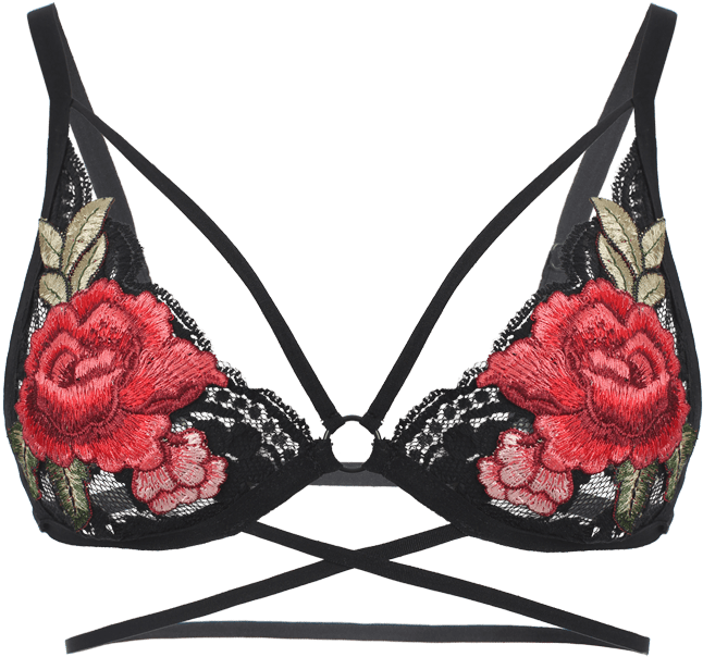 Wholesale Floral Applique Strappy Lace Bralette ,we - Lingerie Top Clipart (700x931), Png Download