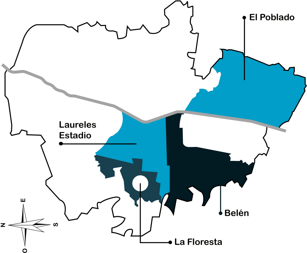 Mapa De Los Barrios - Map Clipart (1024x845), Png Download