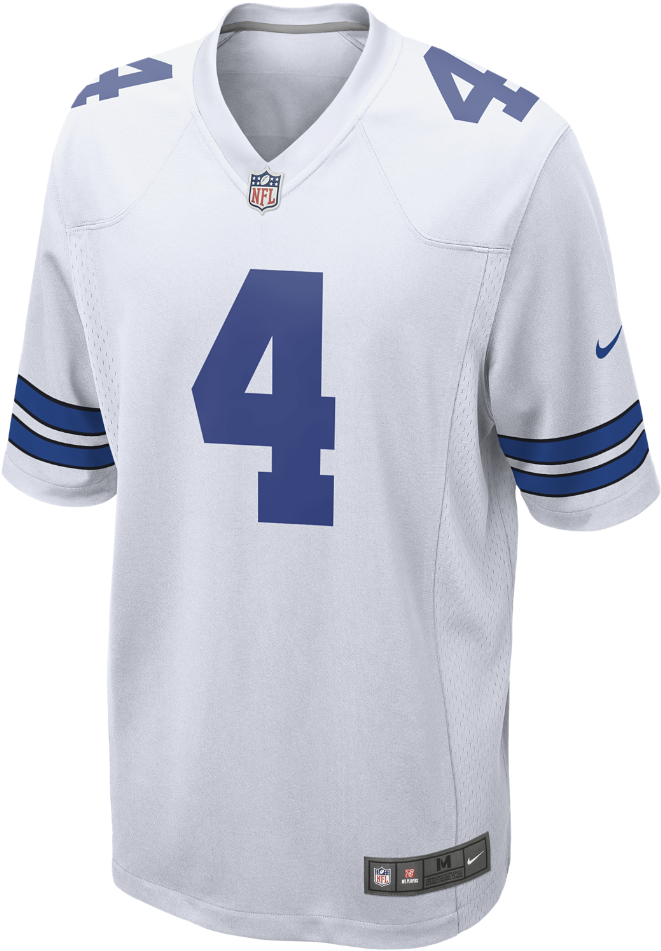 Nike Nfl Dallas Cowboys Men's Football Home Game Jersey - Dak Prescott Jersey White Clipart (1000x1000), Png Download