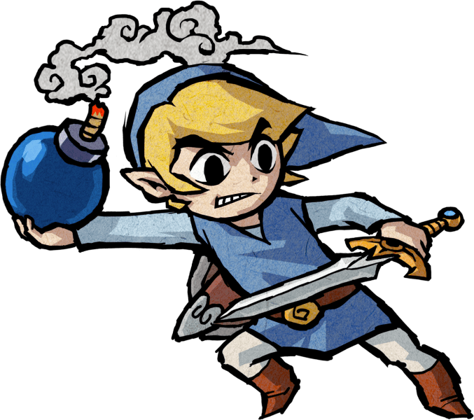 #link With A #bomb From The Official Artwork Set For - Four Swords Adventures Clipart (677x600), Png Download