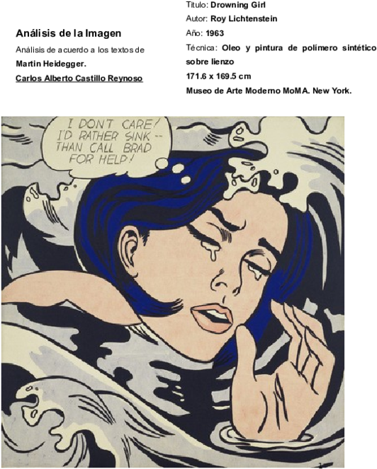 Doc - Moma Lichtenstein Drowning Girl Clipart (600x776), Png Download