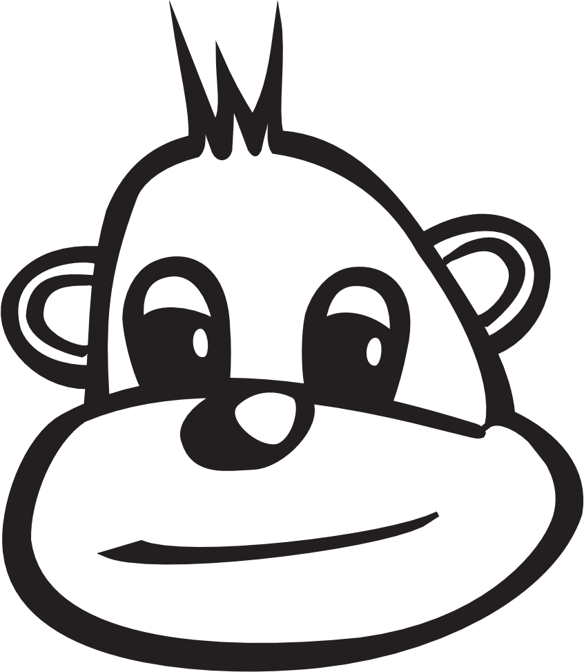 Monkey Head Black White Clipartist - Cartoon - Png Download (999x999), Png Download