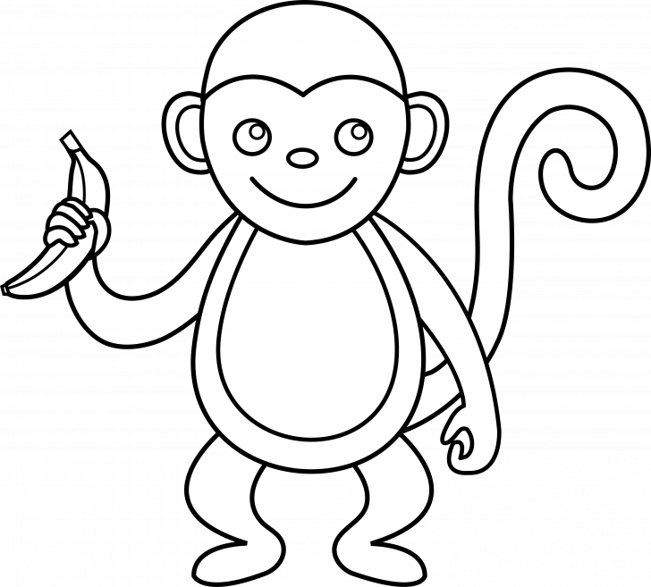 Medium Size Of How To Draw A Cartoon Monkey Head Swinging - Cartoon Monkey Outline Clipart (728x657), Png Download