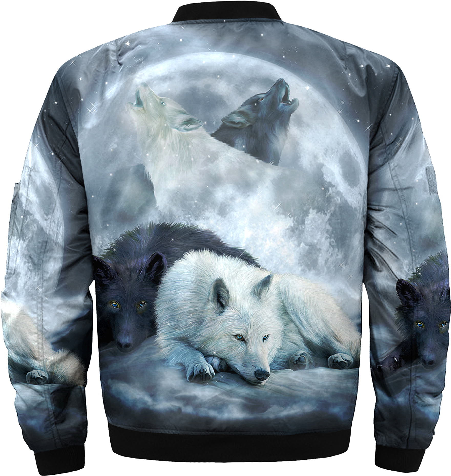 The Wolf Native American Over Print Bomber Jacket - Yin Yang Wolf Clipart (2001x2000), Png Download