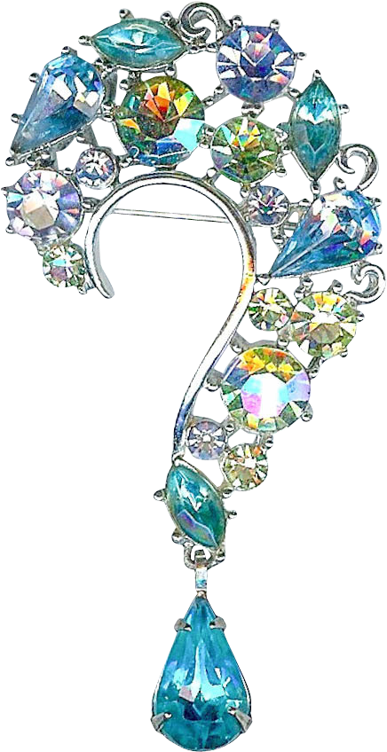 Mint Vintage Lisner 50's Question Mark Aqua Blue & - Crystal Clipart (847x847), Png Download